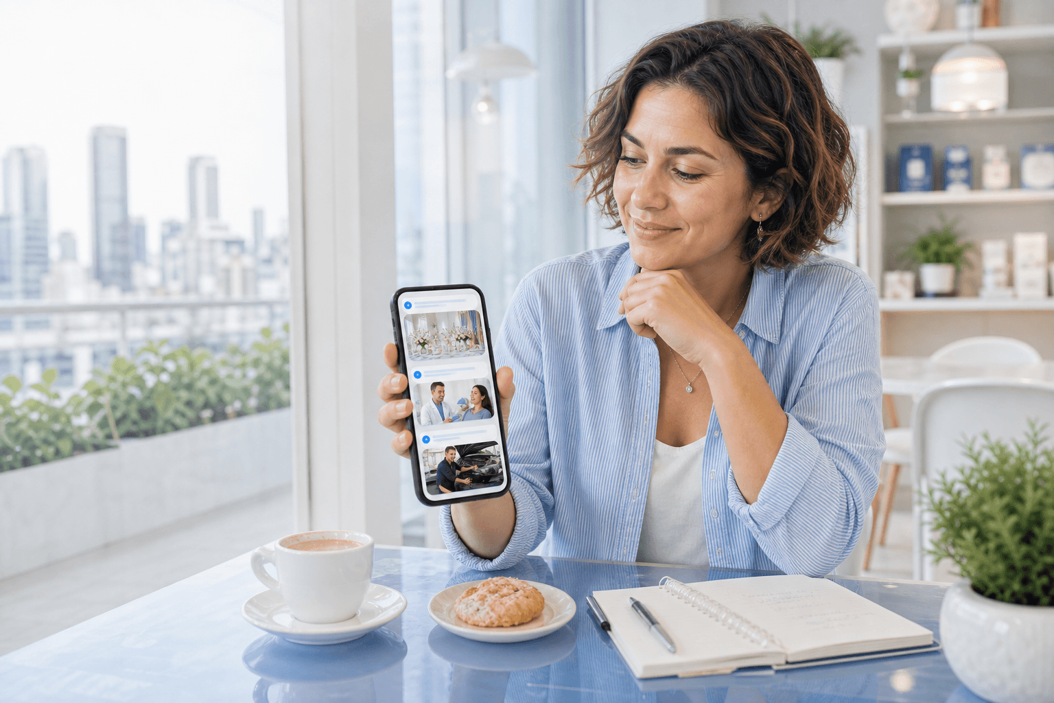 An ordinary person choosing which paid offers fit her