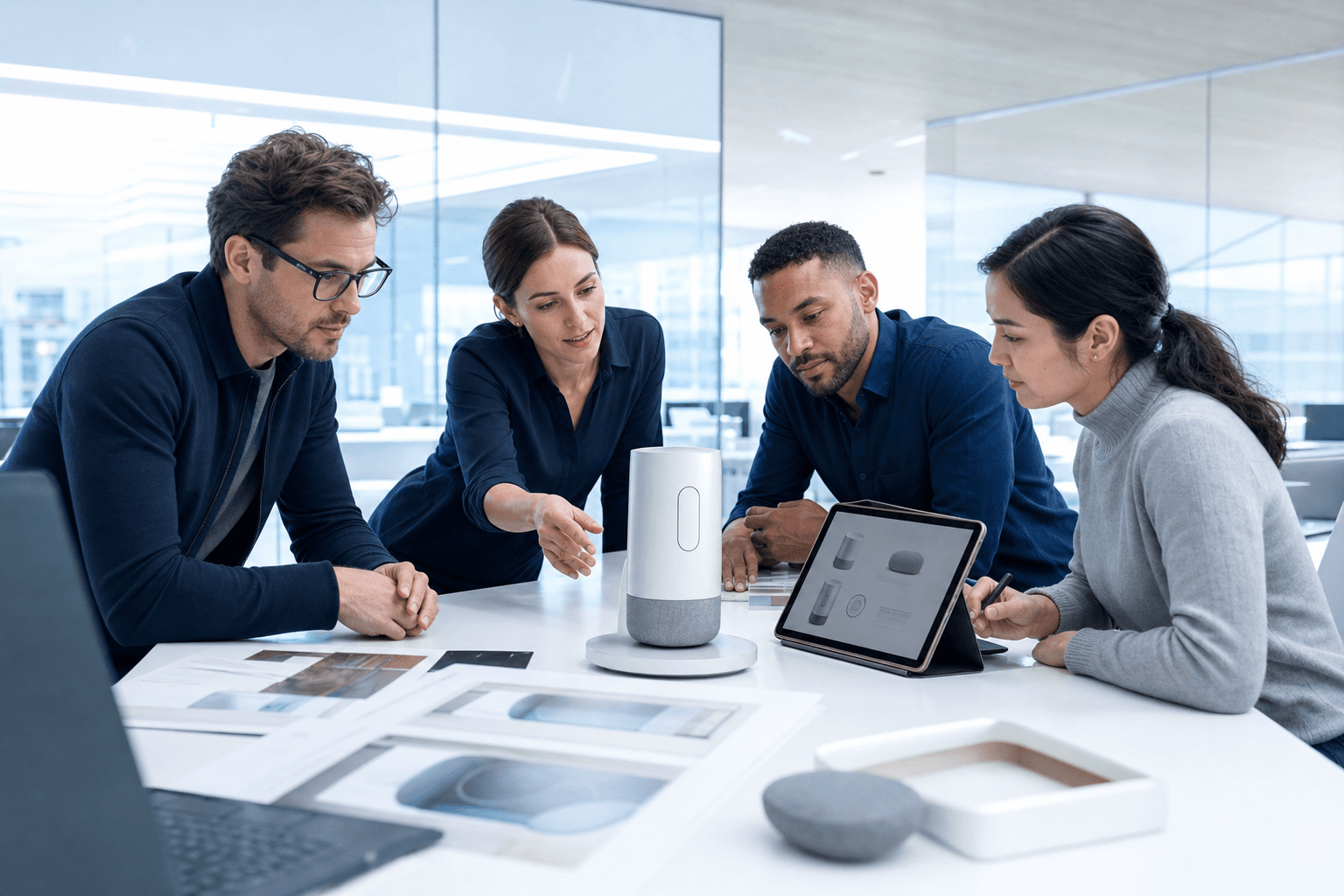 A professional team preparing a product launch