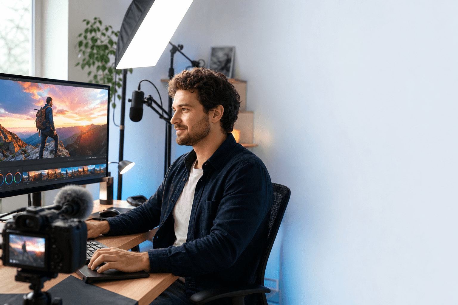 A video creator preparing a new video